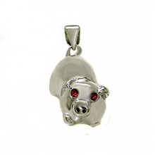 Load image into Gallery viewer, Sterling Silver Happy Pig W. CZ Red Eyes Pendant