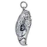 Sterling Silver Eagle Head With Red Eyes Oxidized Pendant