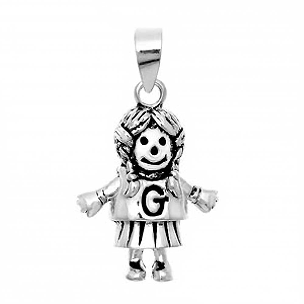Sterling Silver Oxidized Movable Baby Girl Pendant