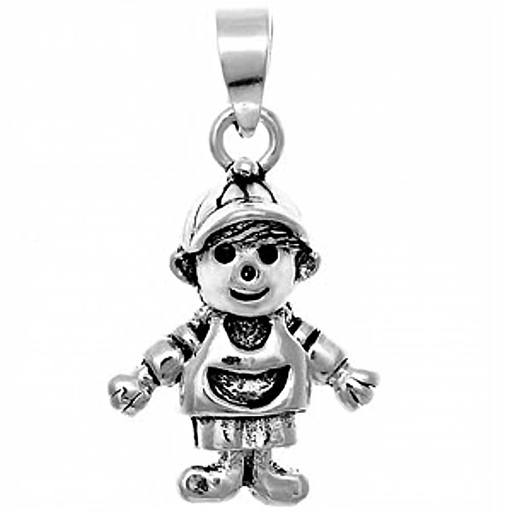 Sterling Silver Oxidized Movable Baby Boy Pendant