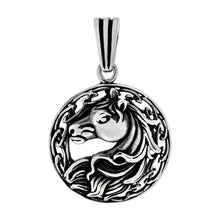 Load image into Gallery viewer, Sterling Silver Horse Medal Oxidized Pendant