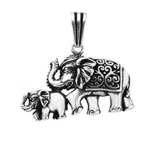 Load image into Gallery viewer, Sterling Silver Mother and Baby Elephant Oxidized Pendant