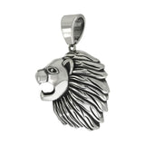 Sterling Silver Lion Head Oxidized Pendant
