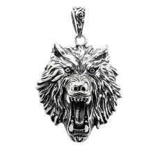 Load image into Gallery viewer, Sterling Silver Wolf Head Oxidized Pendant