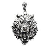 Sterling Silver Wolf Head Oxidized Pendant
