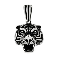 Load image into Gallery viewer, Sterling Silver Tiger Head Oxidized Pendant