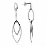 Sterling Silver Rhodium Plated Dangle EarringsAnd Width 14mm