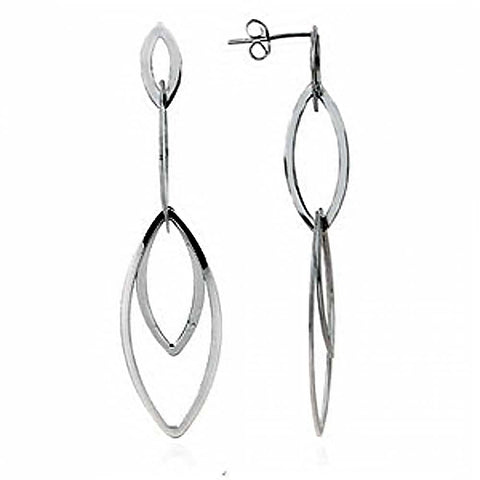 Sterling Silver Rhodium Plated Dangle EarringsAnd Width 14mm