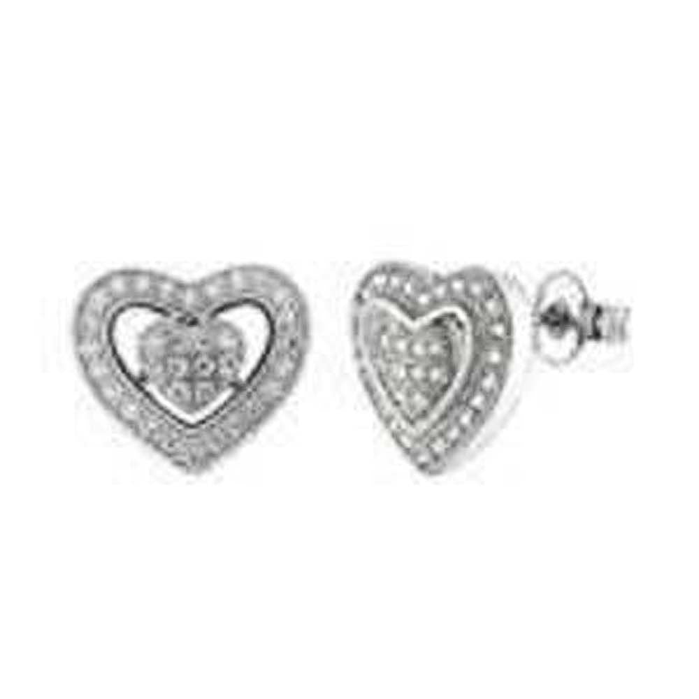 Sterling Silver Pave CZ Heart Post EarringsAnd Weight 3gramAnd Length 0.42 inchesAnd Width 12mm