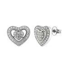 Load image into Gallery viewer, Sterling Silver Pave CZ Heart Post EarringsAnd Weight 3gramAnd Length 0.42 inchesAnd Width 12mm