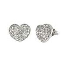 Load image into Gallery viewer, Sterling Silver Micro Pave Cubic Zirconia Puff Heart Stud Earrings