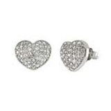 Sterling Silver Micro Pave Cubic Zirconia Puff Heart Stud Earrings