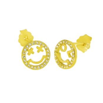 Sterling Silver Emoji CZ Stud Earrings