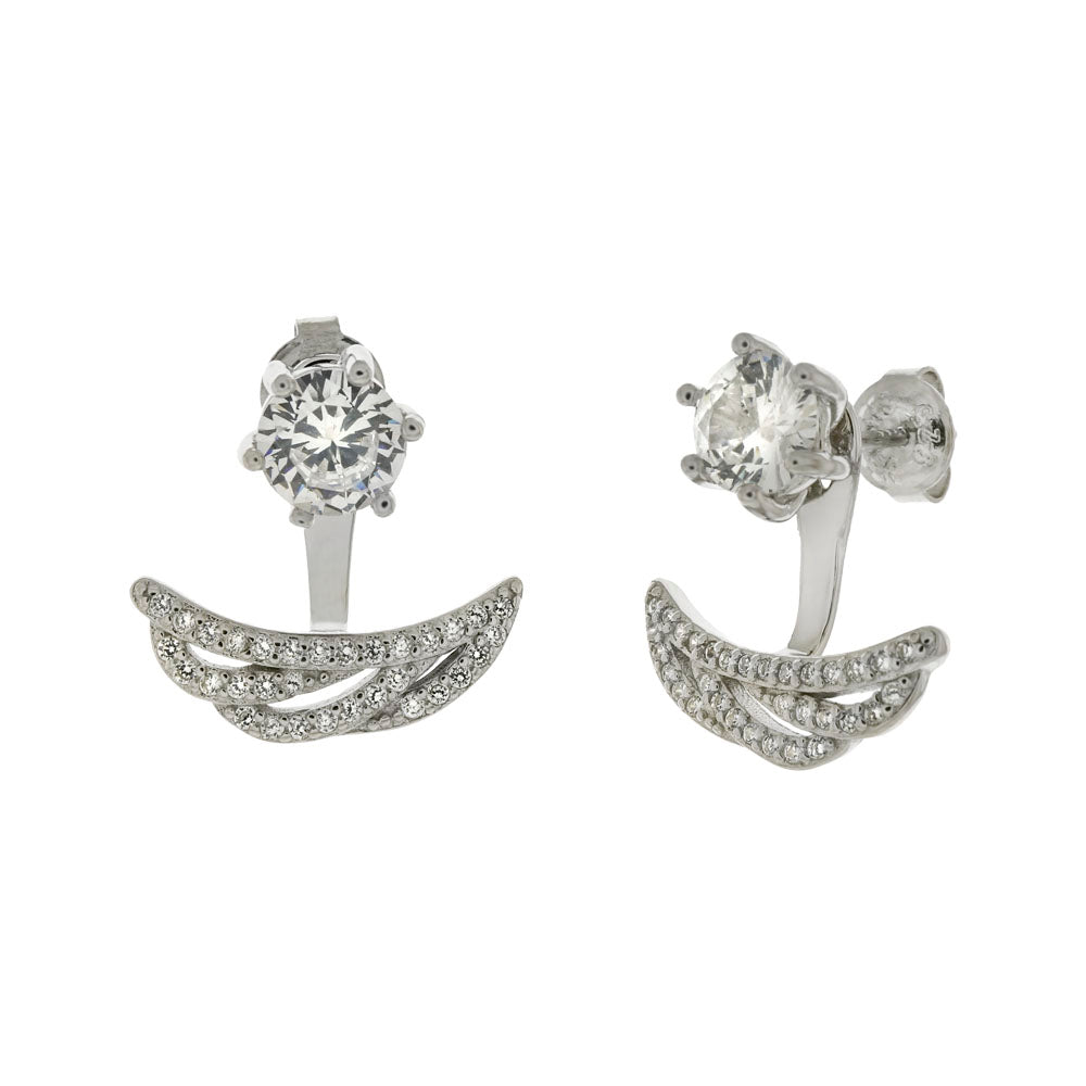 Sterling Silver 6mm Round CZ Ear Jacket Earrings
