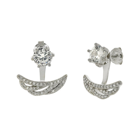 Sterling Silver 6mm Round CZ Ear Jacket Earrings