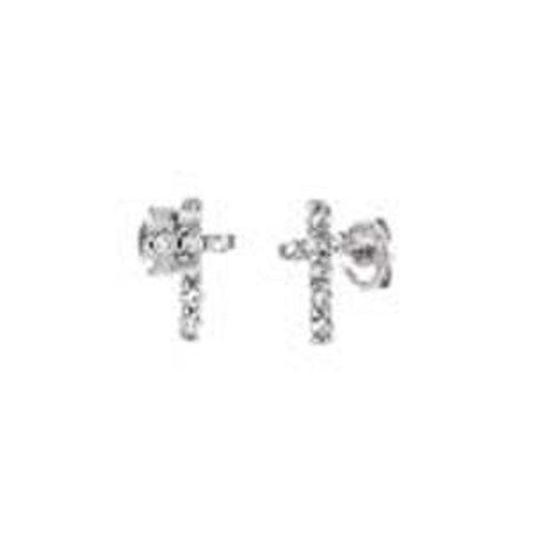 Sterling Silver Cubic Zirconia Cross Stud Earrings