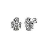 Sterling Silver Angel Shaped Stud Earrings With CZ StonesAnd Length 1/2 inchAnd Width 8.4 mm