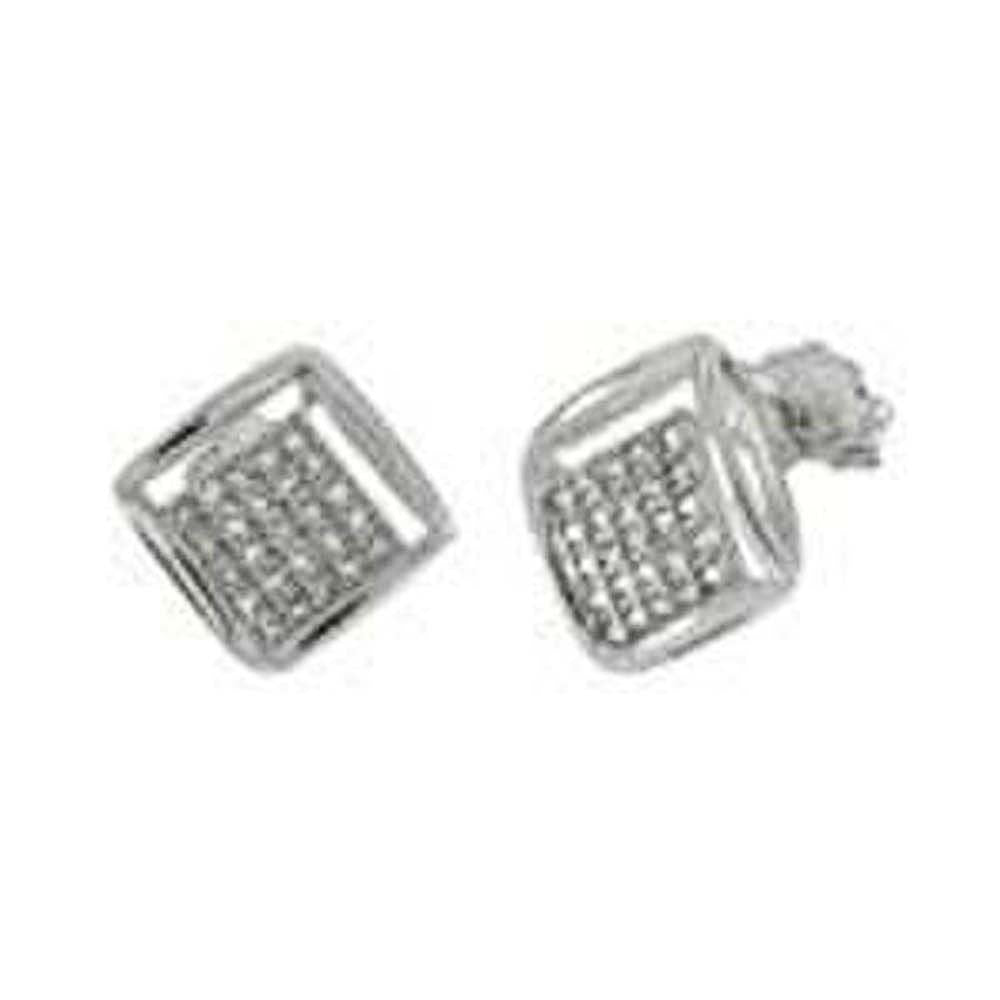 Sterling Silver 5 Lines Pave CZ Stud Earrings