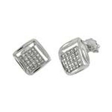Load image into Gallery viewer, Sterling Silver 5 Lines Pave CZ Stud Earrings