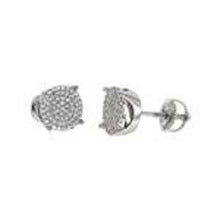 Load image into Gallery viewer, Sterling Silver Micro Pave CZ With Screw Back Stud EarringsAnd Diameter 8.1 mm