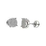 Sterling Silver Micro Pave CZ With Screw Back Stud EarringsAnd Diameter 8.1 mm