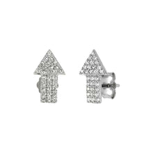 Load image into Gallery viewer, Sterling Silver Micro Pave Cubic Zirconia Arrow Stud Earrings