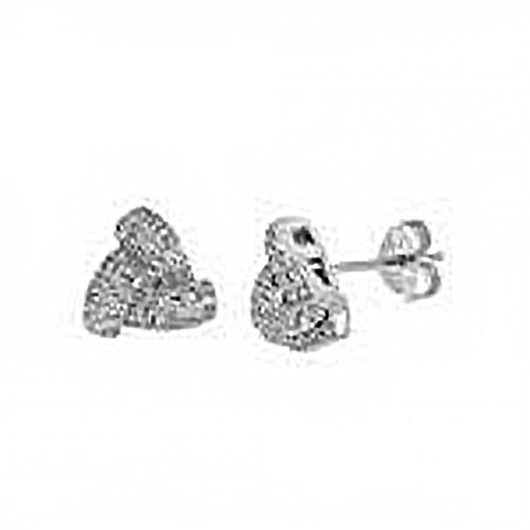 Sterling Silver Love Knot Shaped Stud Earrings With CZ StonesAnd Width 8.3 mm