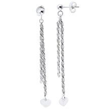 Load image into Gallery viewer, Sterling Silver Double Rope With Heart Earrings