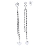 Sterling Silver Double Rope With Heart Earrings