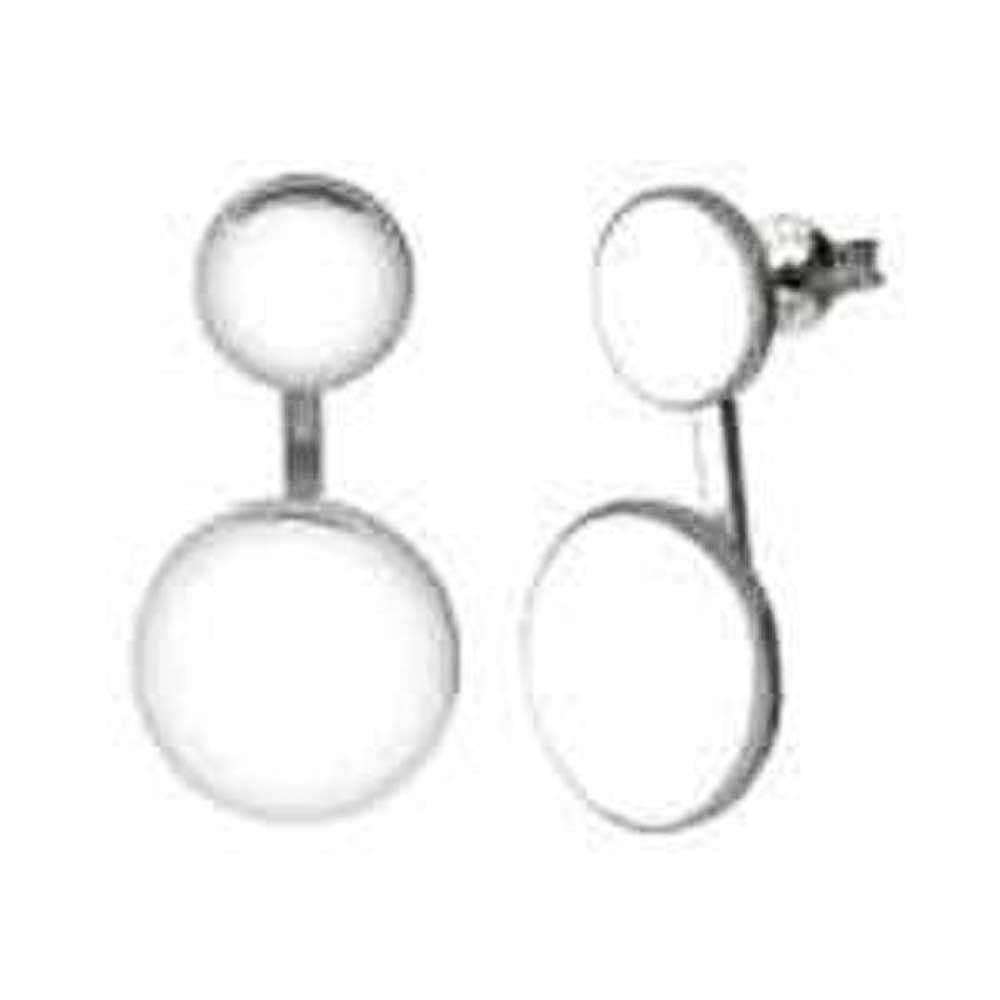 Sterling Silver High Polished Two In One Double Round Disc Stud EarringsAnd Weight 4.2 gramAnd Diameter 12 mm