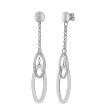 Load image into Gallery viewer, Italian Sterling Silver Double Oval Dangle EarringsAnd Length 2 1/2 inchesAnd Width 12mm