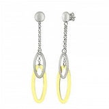 Italian Sterling Silver Satin And Gold Plated Oval Dangle EarringsAnd Length 2 1/2 inchesAnd Width 12mm