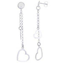 Load image into Gallery viewer, Italian Sterling Silver Fancy Dangling Heart Earrings with Earring Length of 63.5MM