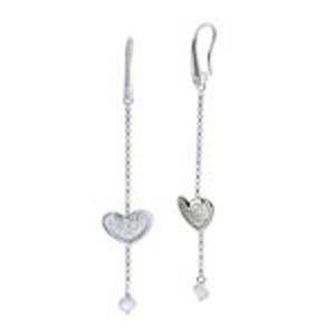 Sterling Silver Fancy Sliding Dangle Heart Earrings with Earring Width of 13MM