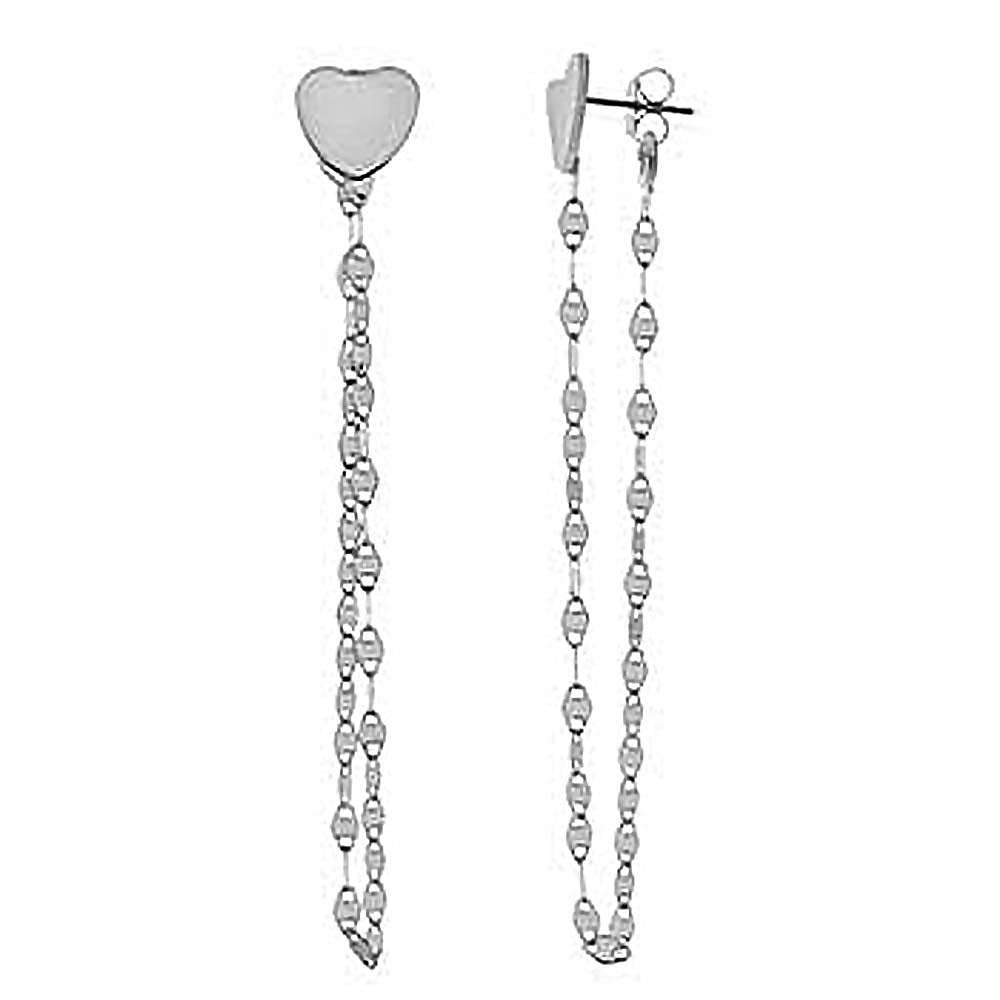 Sterling Silver Confetti Chain With Heart Shaped Italian Earrings