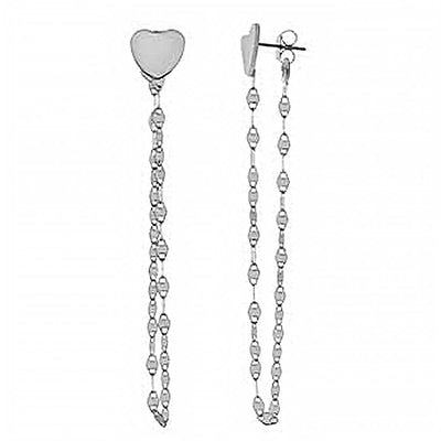 Sterling Silver Confetti Chain With Heart Shaped Italian Earrings