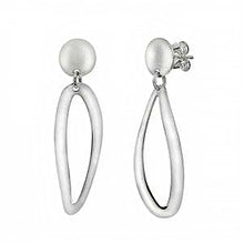 Load image into Gallery viewer, Italian Sterling Silver Curved Oval Dangle EarringsAnd Length 1 1/2 inchesAnd Width 11.5mm