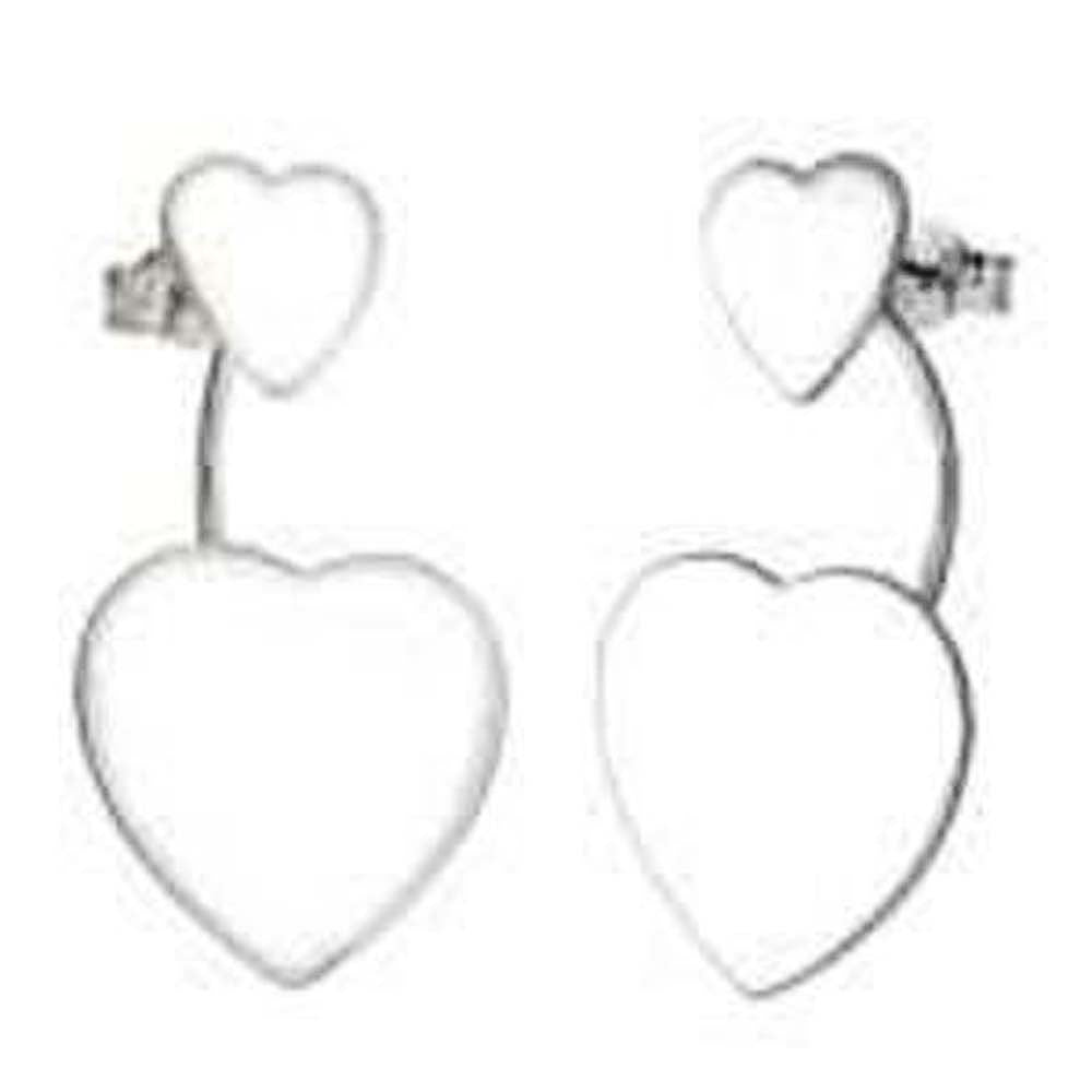 Sterling Silver High Polished Two In One Double Heart Stud EarringsAnd Weight 3.6 gramAnd Diameter 16.5 mm