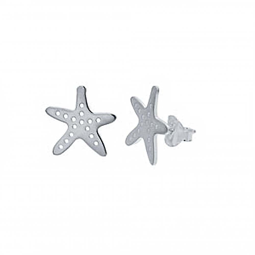 Sterling Silver Fancy Laser Cut Starfish Earrings with Earring Width of 14MM