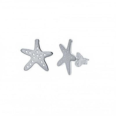 Sterling Silver Fancy Laser Cut Starfish Earrings with Earring Width of 14MM