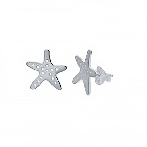 Sterling Silver Fancy Laser Cut Starfish Earrings with Earring Width of 14MM