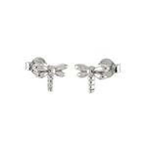 Sterling Silver Dragonfly Rhodium Stud EarringsAnd Width 9.5mm