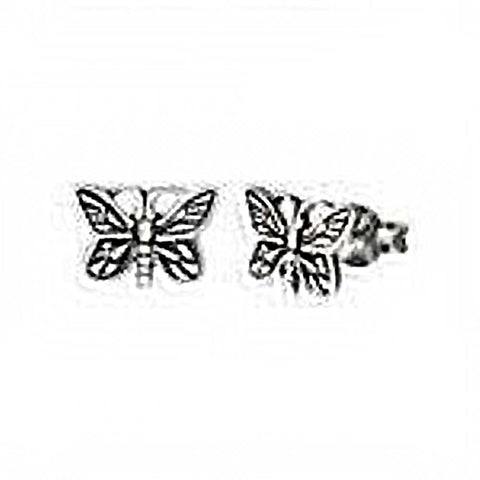 Sterling Silver Butterfly Oxidized Stud EarringsAnd Width 9.5mm