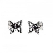 Load image into Gallery viewer, Sterling Silver Butterfly Oxidized Stud EarringsAnd Width 8.5mm