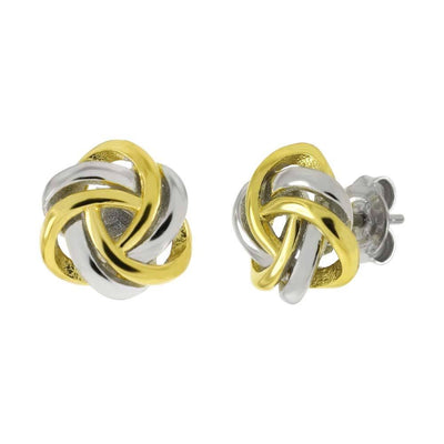 Sterling Silver Celtic Love Knot 2 Tone Stud Earrings