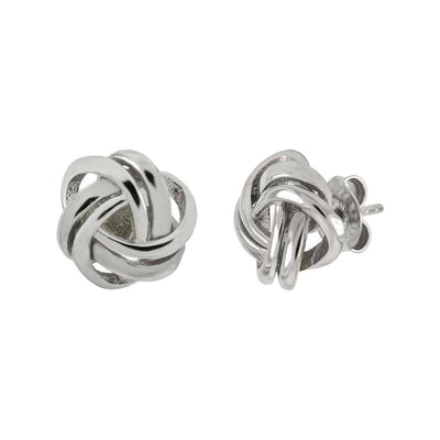 Sterling Silver Celtic Love Knot Rhodium Stud Earrings