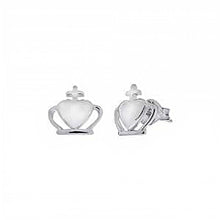 Load image into Gallery viewer, Sterling Silver Rhodium Plated Crown Shaped Stud Earrings