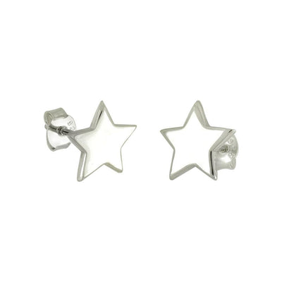 Sterling Silver High Polished Star Stud Earrings - silverdepot