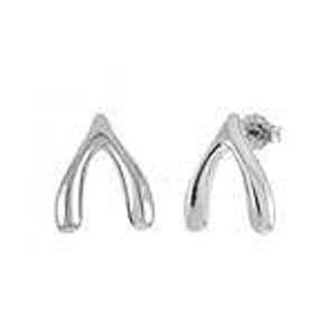 Sterling Silver Wishbone Rhodium Stud EarringsAnd Length 11.7mmAnd Width 9.2mm