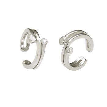 Sterling Silver Ear Cuff With Star And Cubic Zirconia Earrings